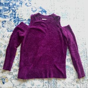 Chenille cold shoulder sweater
